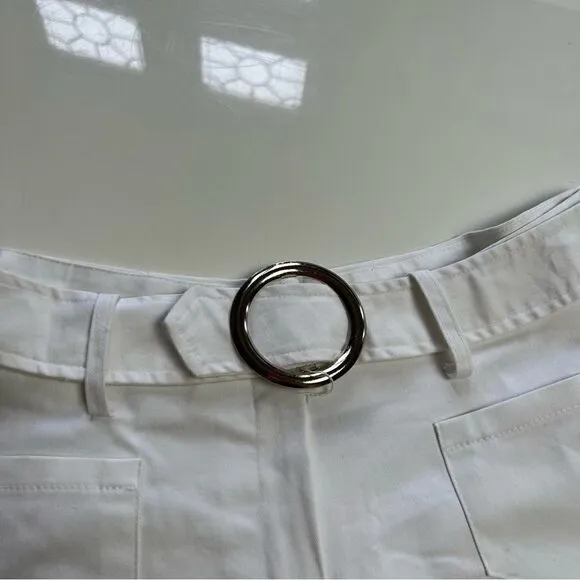 Vintage NWT 1970s Deadstock White Built in Buckle Hot Pants Shorts