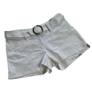 Vintage NWT 1970s Deadstock White Built in Buckle Hot Pants Shorts