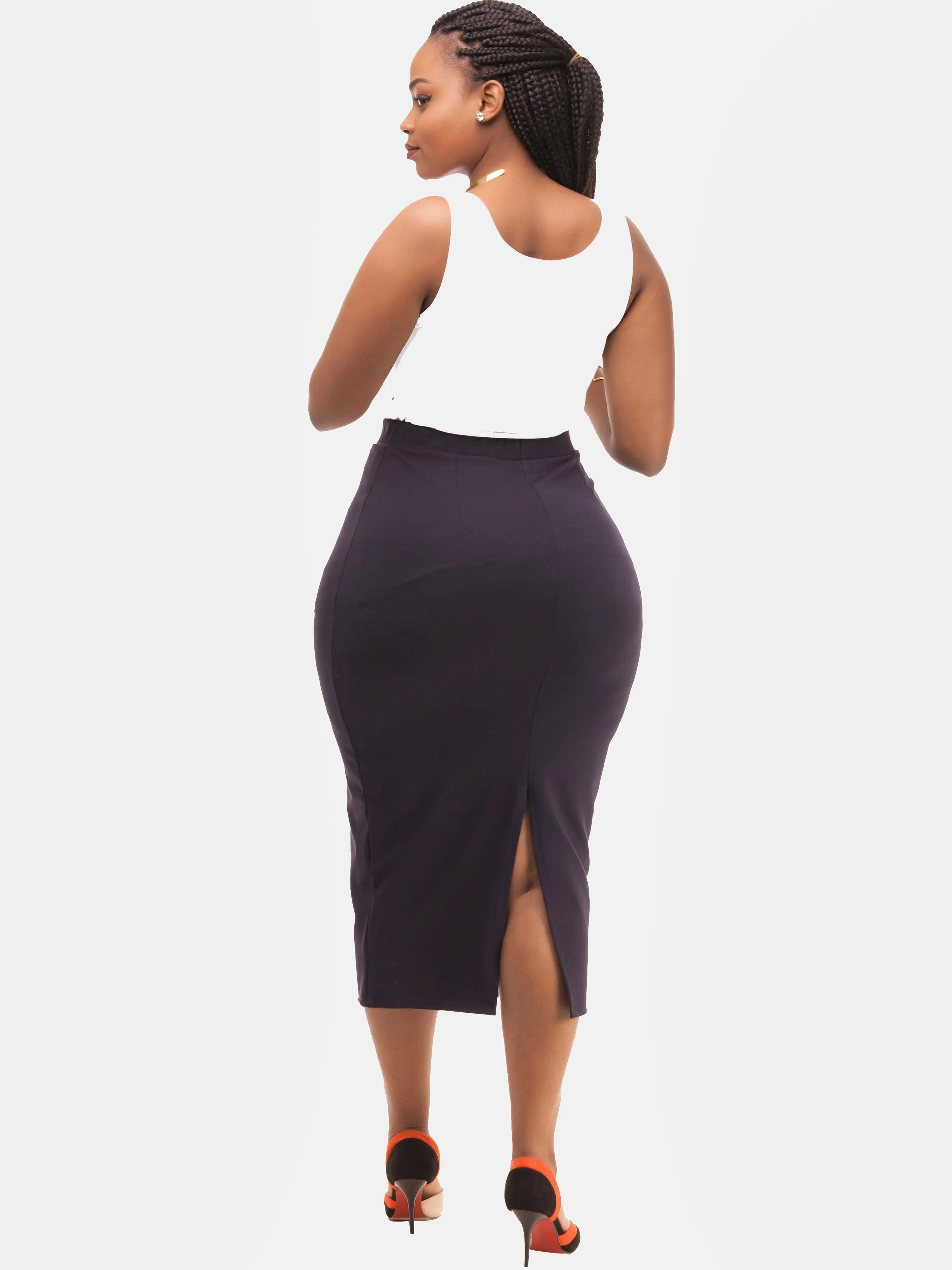 Vivo Basic Midi Pencil Skirt - Purple