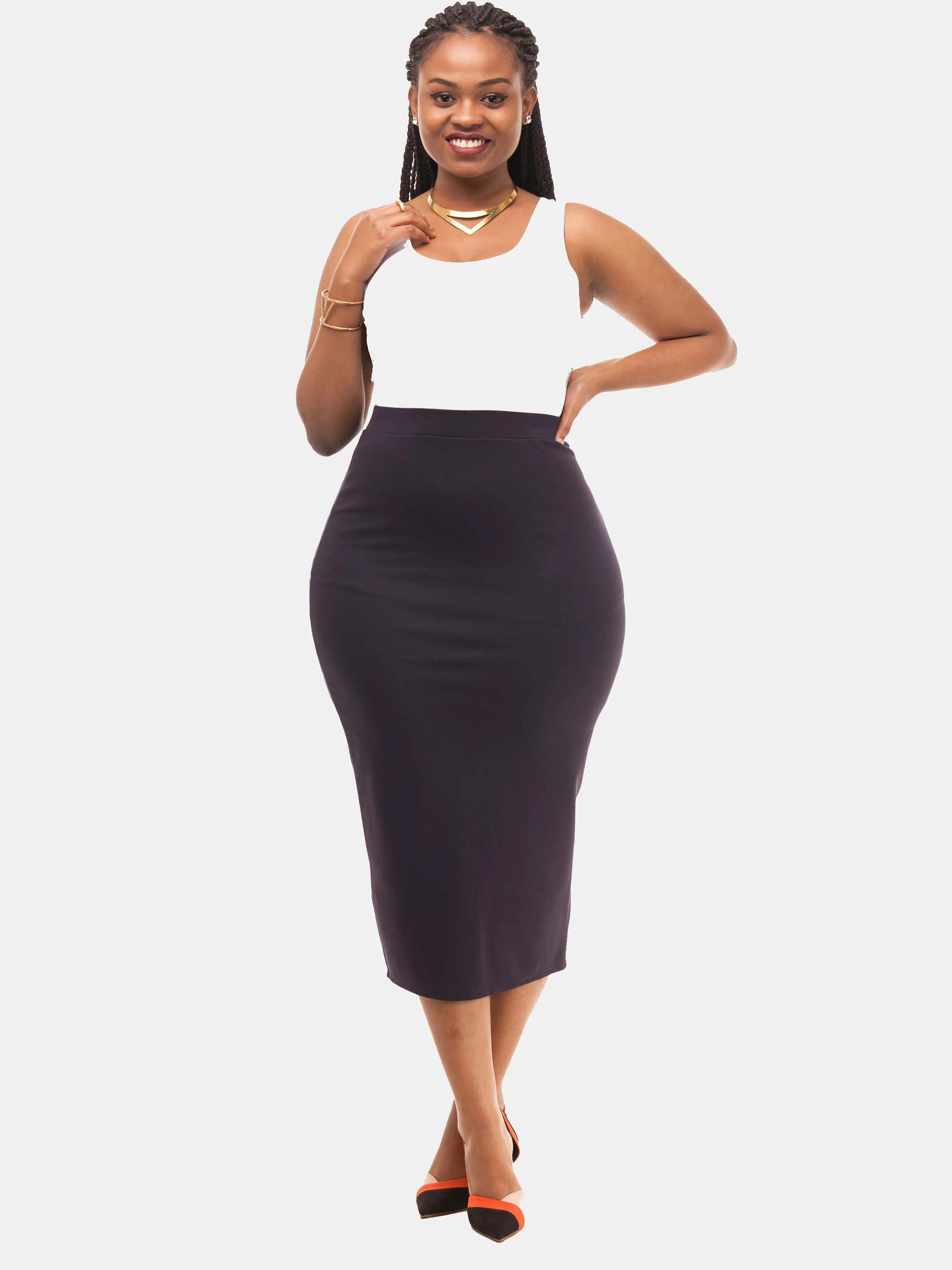 Vivo Basic Midi Pencil Skirt - Purple