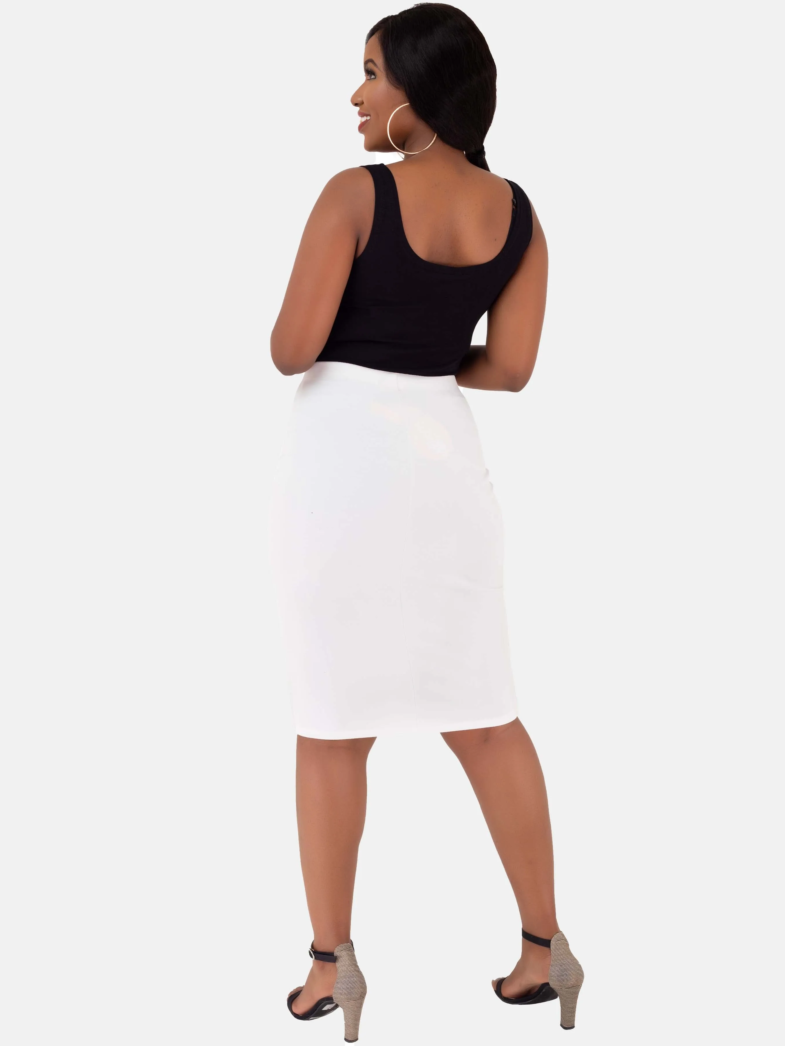 Vivo Basic Pencil Skirt - Off White
