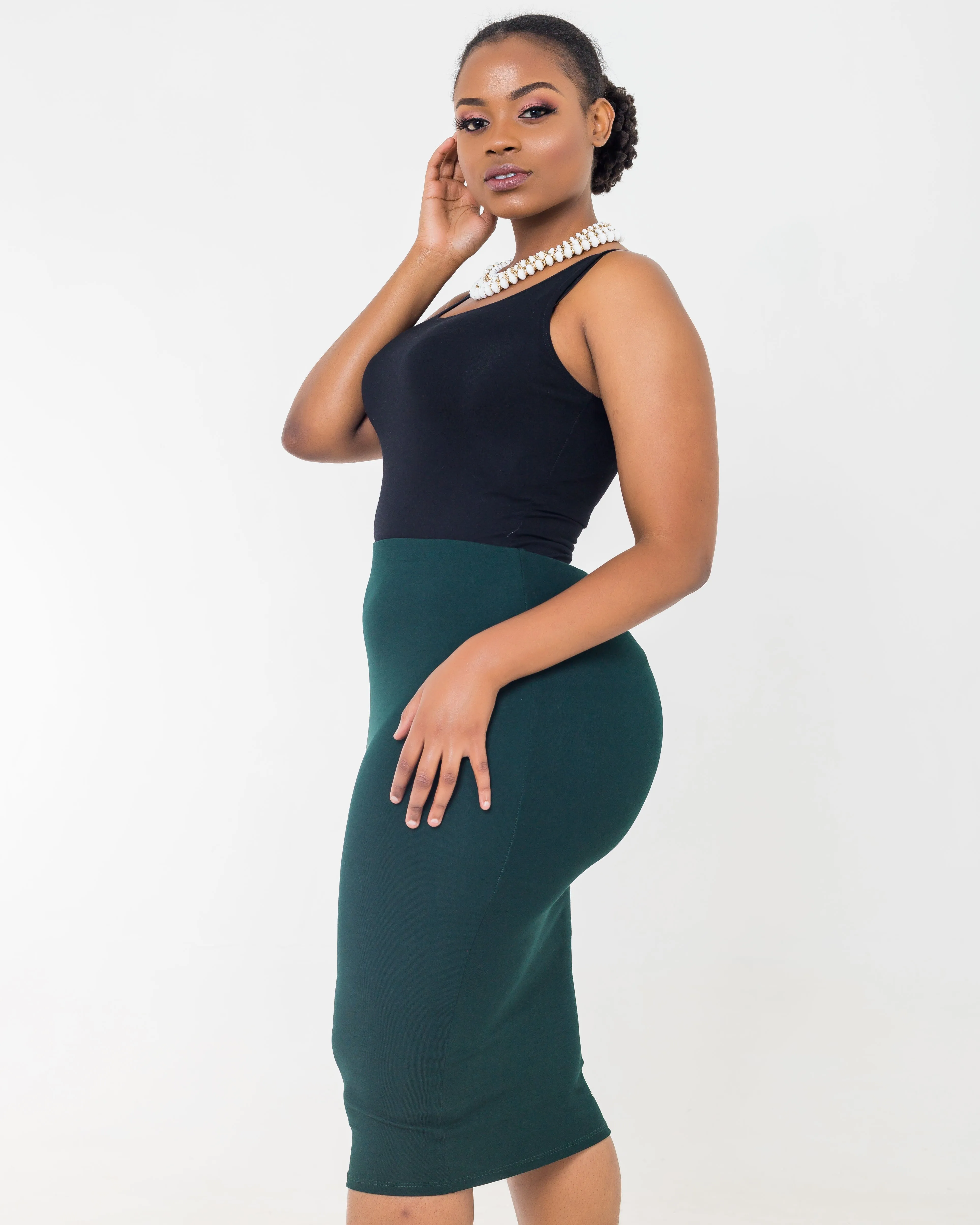 Vivo Leilah Pencil Skirt - Dark Green