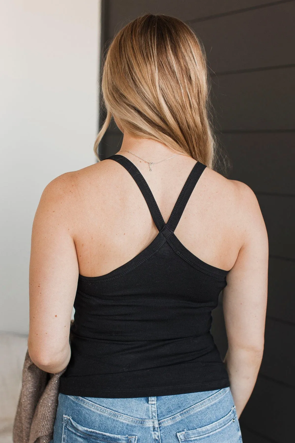 Wanting Everything Ribbed Tank Top- Black