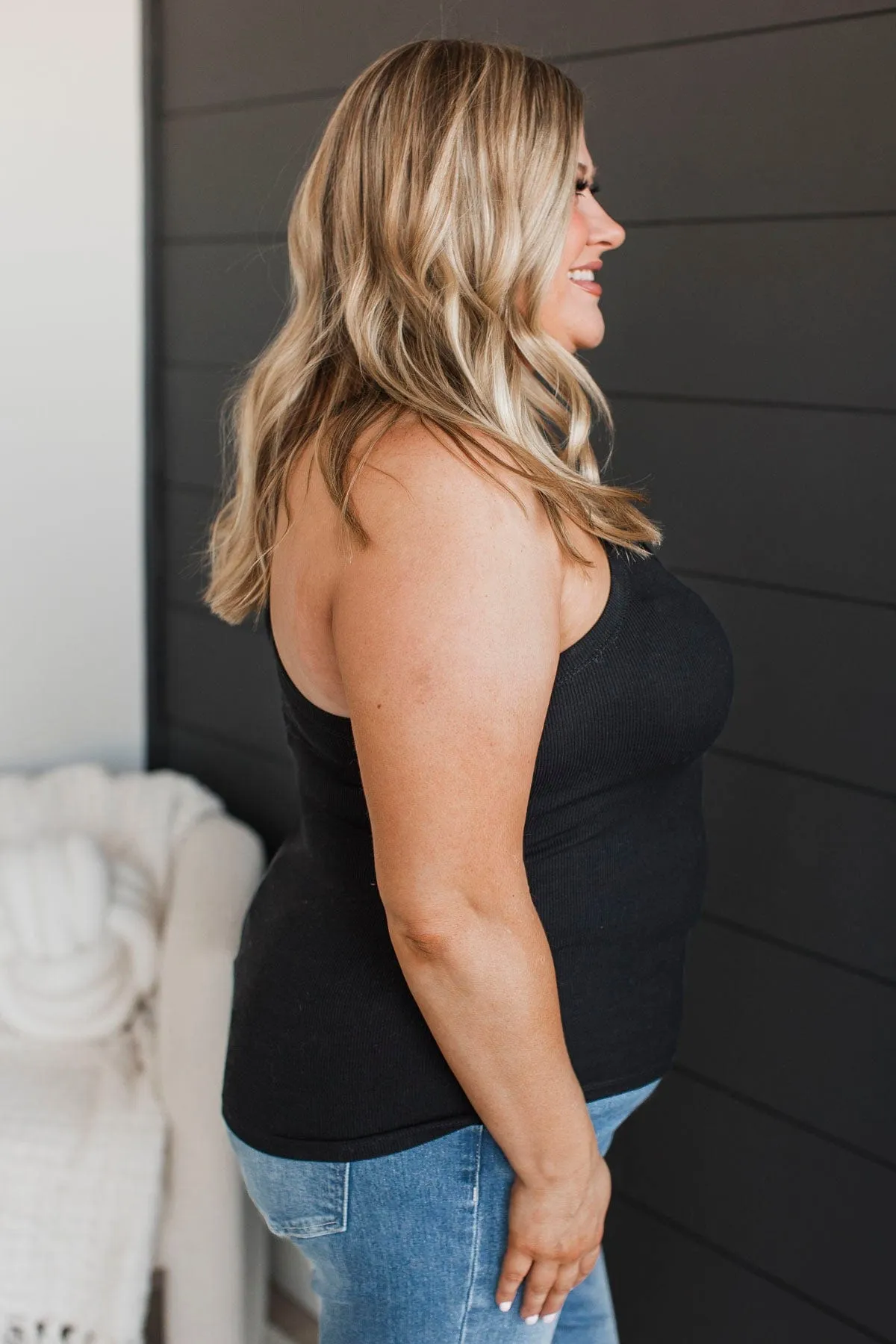 Wanting Everything Ribbed Tank Top- Black