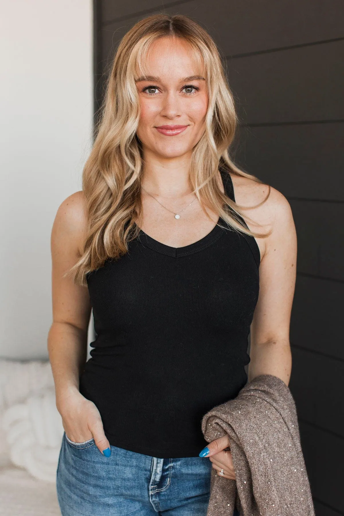 Wanting Everything Ribbed Tank Top- Black