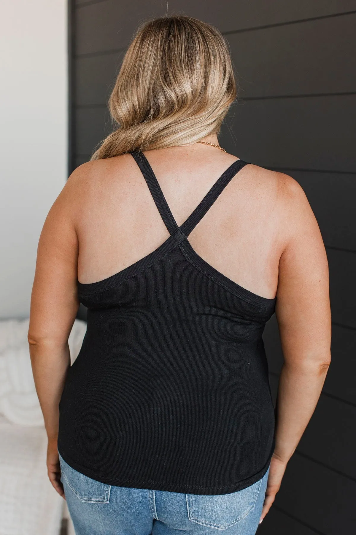 Wanting Everything Ribbed Tank Top- Black