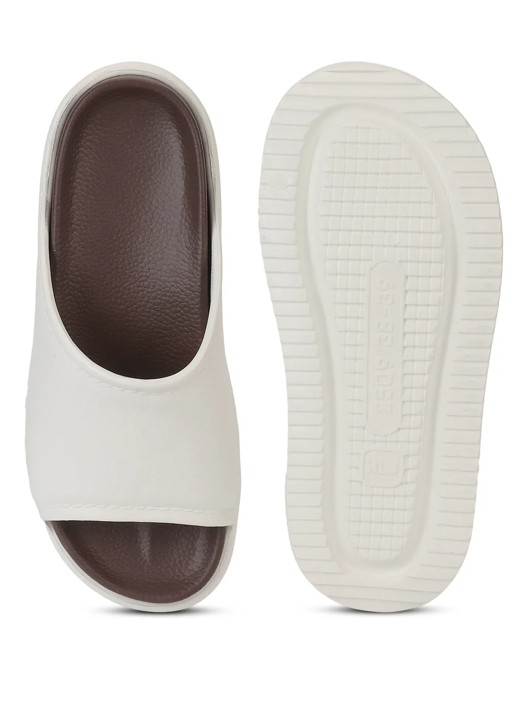 White Brown PU Slip-On Flats (TC-RS2509-WHTBRO)