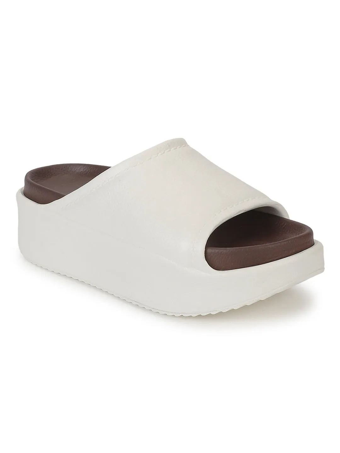 White Brown PU Slip-On Flats (TC-RS2509-WHTBRO)