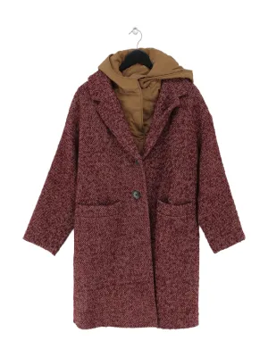 White Stuff Women's Coat UK 12 Pink Polyester with Acrylic, Nylon, Wool