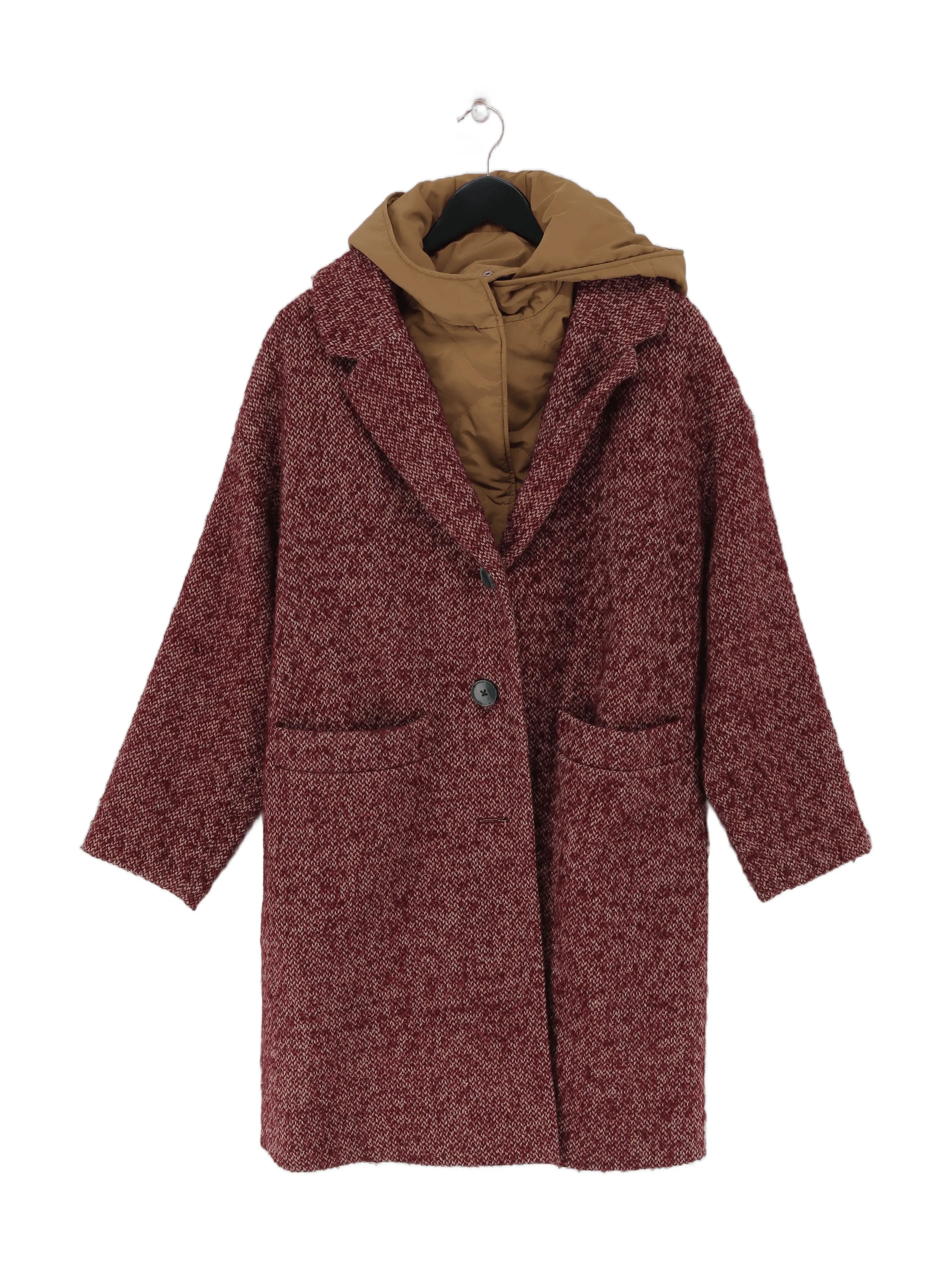 White Stuff Women's Coat UK 12 Pink Polyester with Acrylic, Nylon, Wool