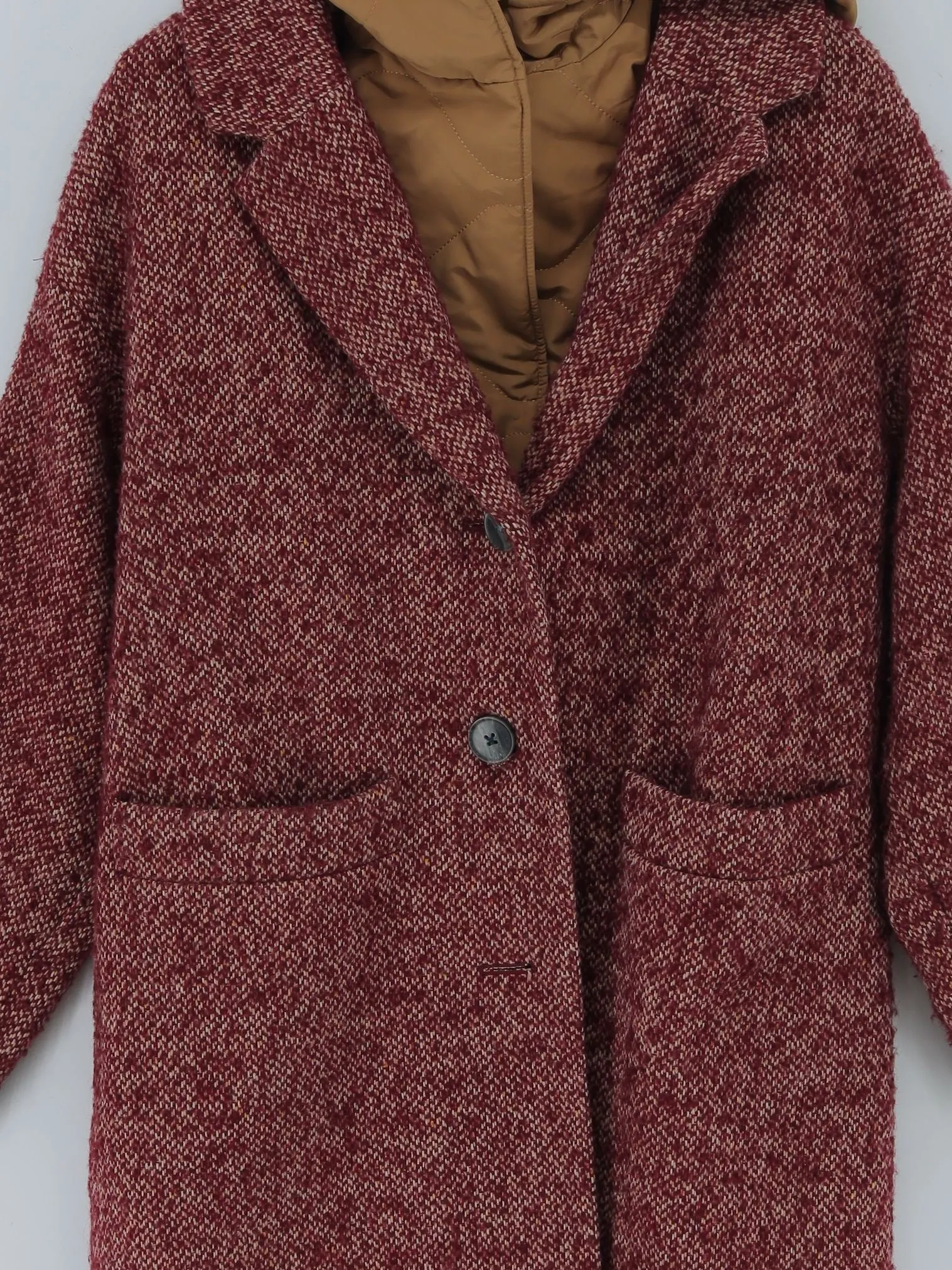 White Stuff Women's Coat UK 12 Pink Polyester with Acrylic, Nylon, Wool