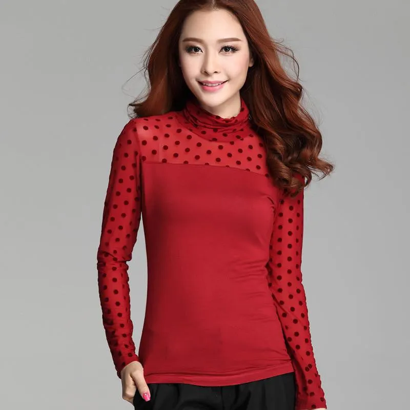 Women Tops Elegant Long Sleeve Women Shirts Bodysuit Turtleneck Black Women Blouses Female Clothing Plus Size