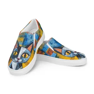 Women’s Canvas Slip-On Shoes with Cute Cat Prints