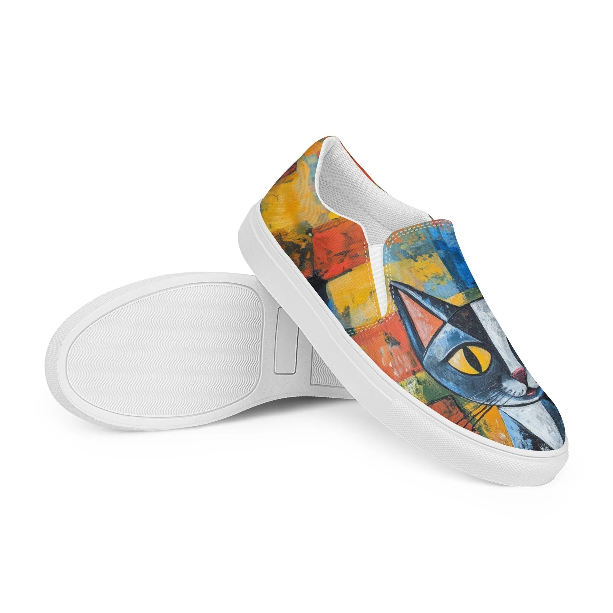 Women’s Canvas Slip-On Shoes with Cute Cat Prints