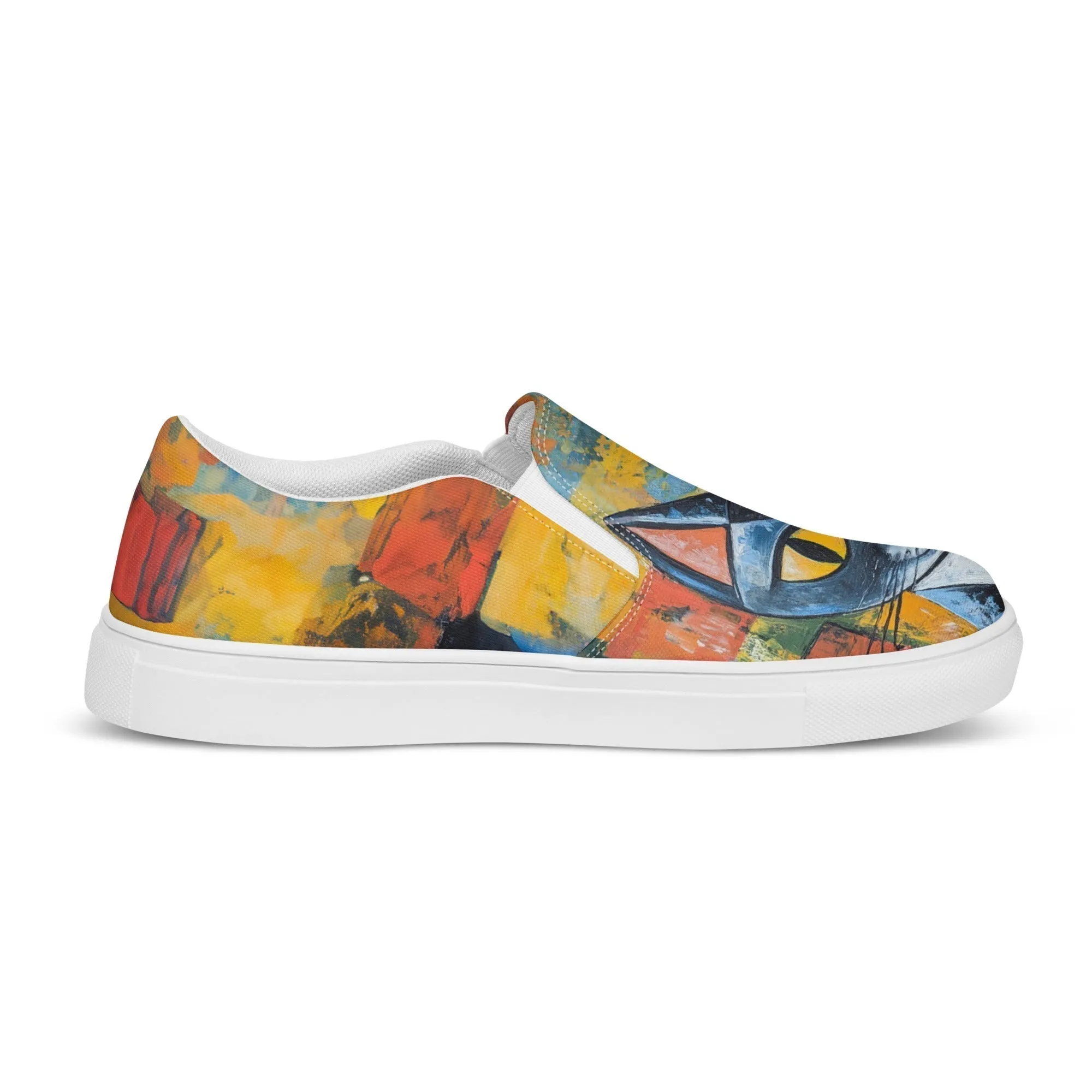 Women’s Canvas Slip-On Shoes with Cute Cat Prints