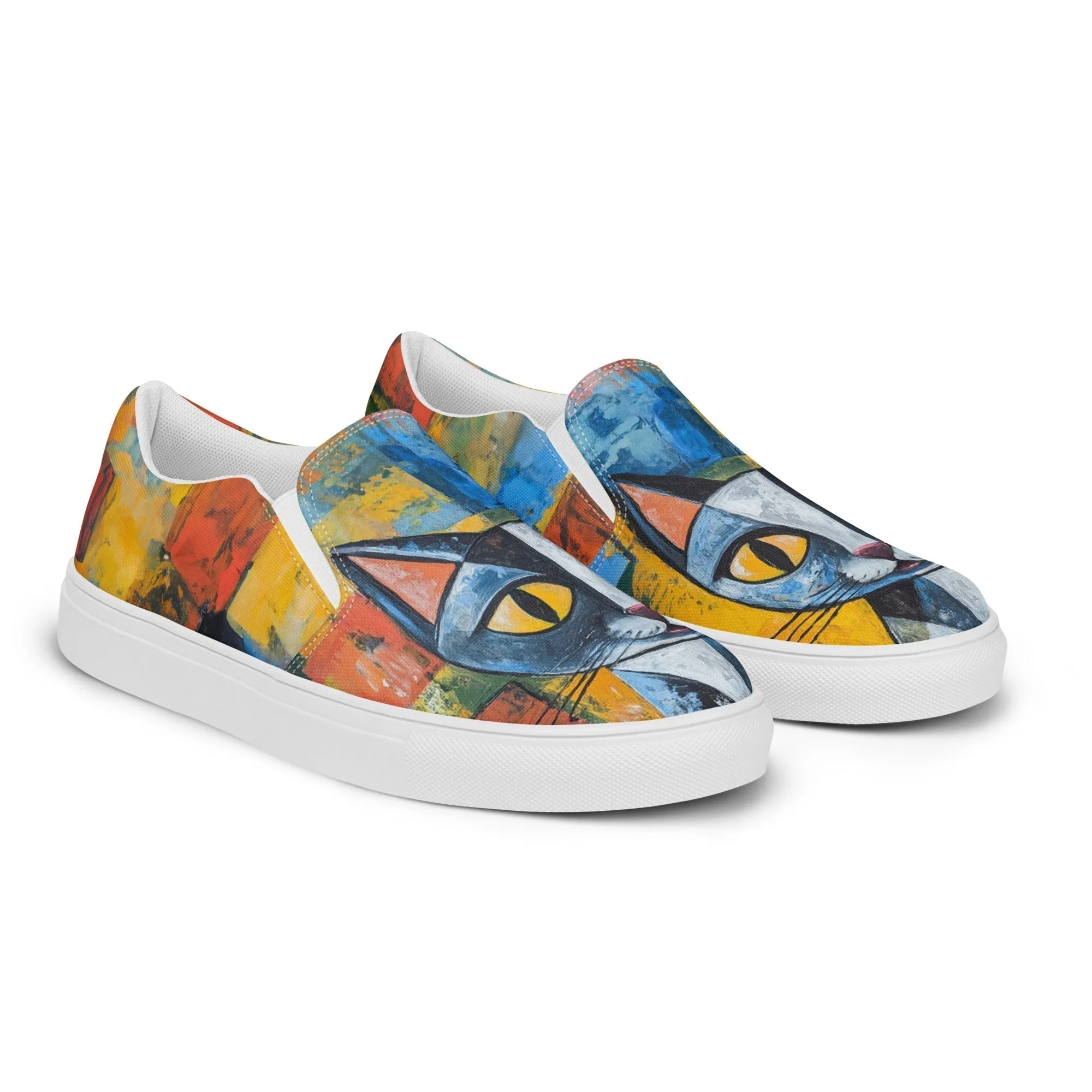 Women’s Canvas Slip-On Shoes with Cute Cat Prints