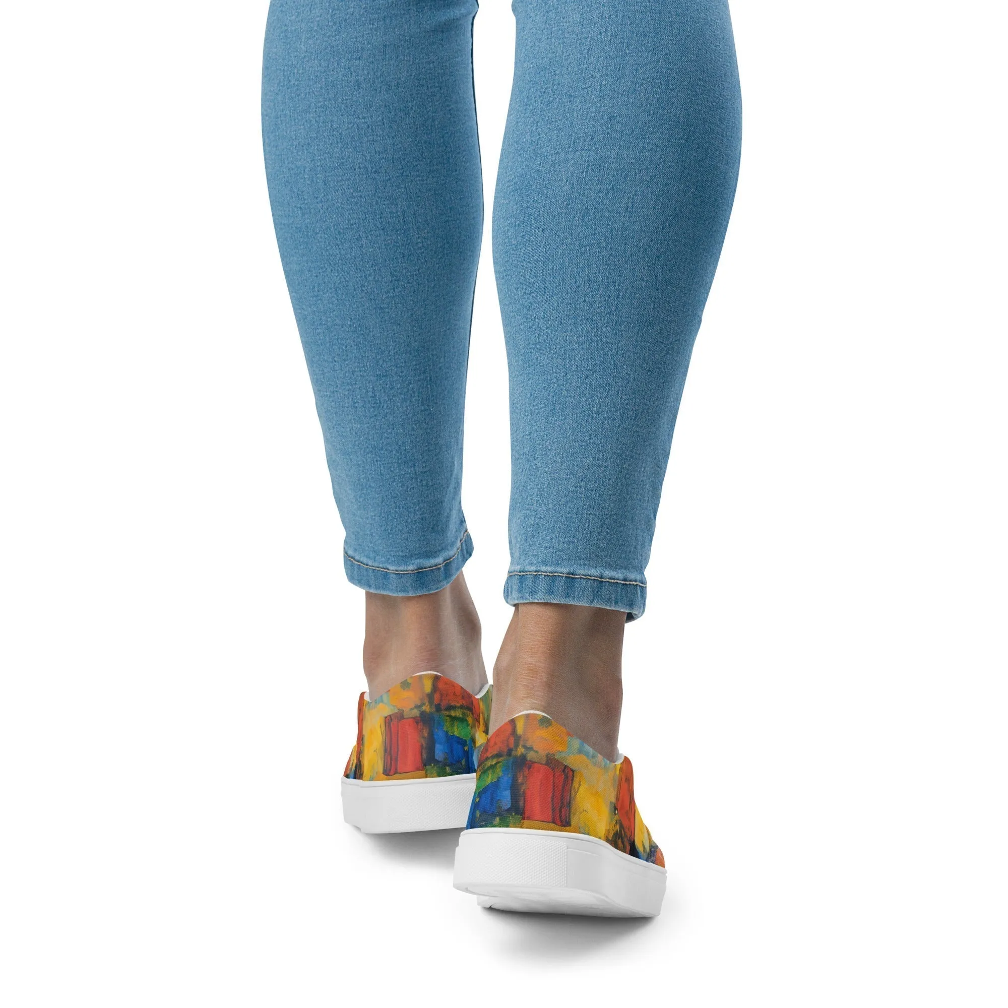 Women’s Canvas Slip-On Shoes with Cute Cat Prints