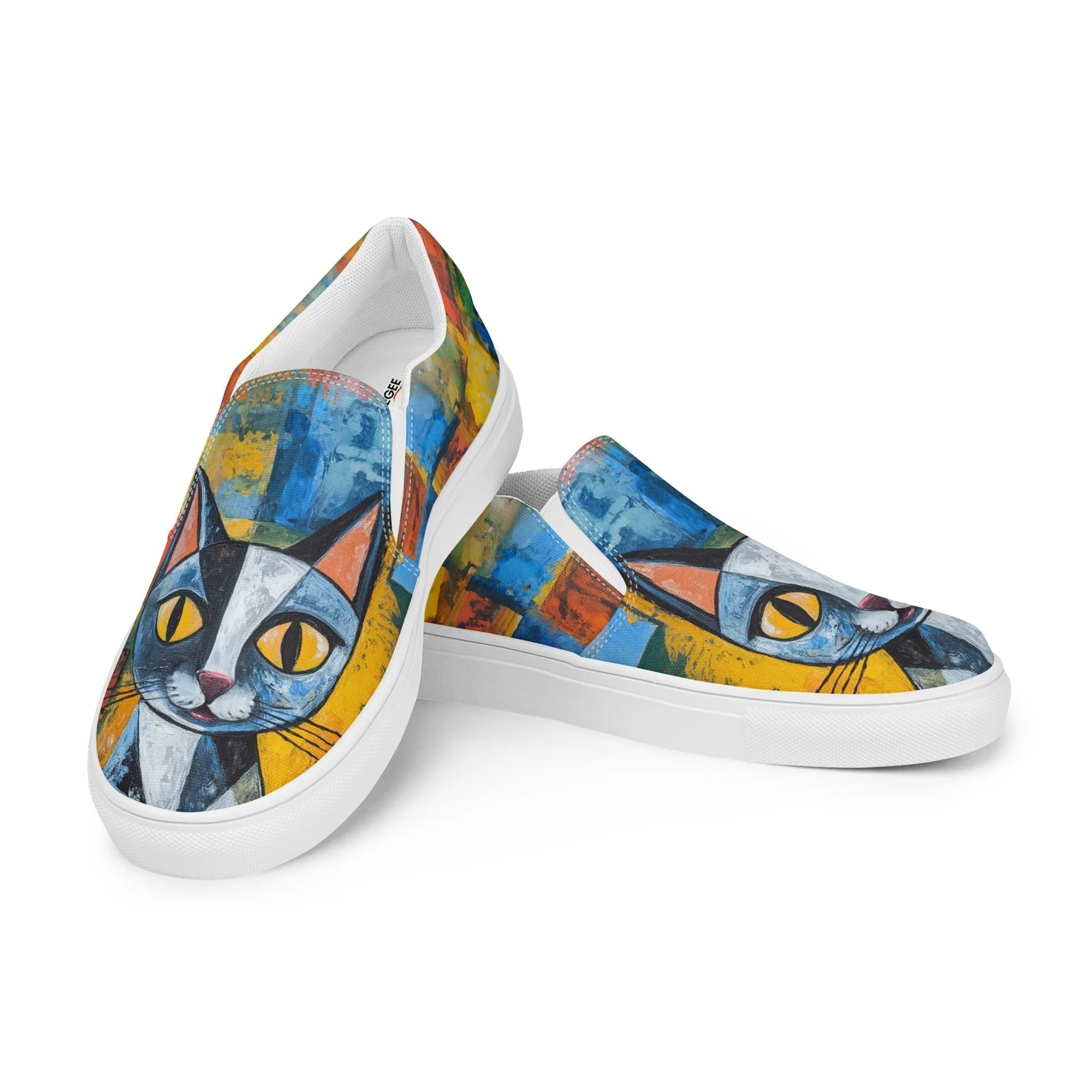 Women’s Canvas Slip-On Shoes with Cute Cat Prints