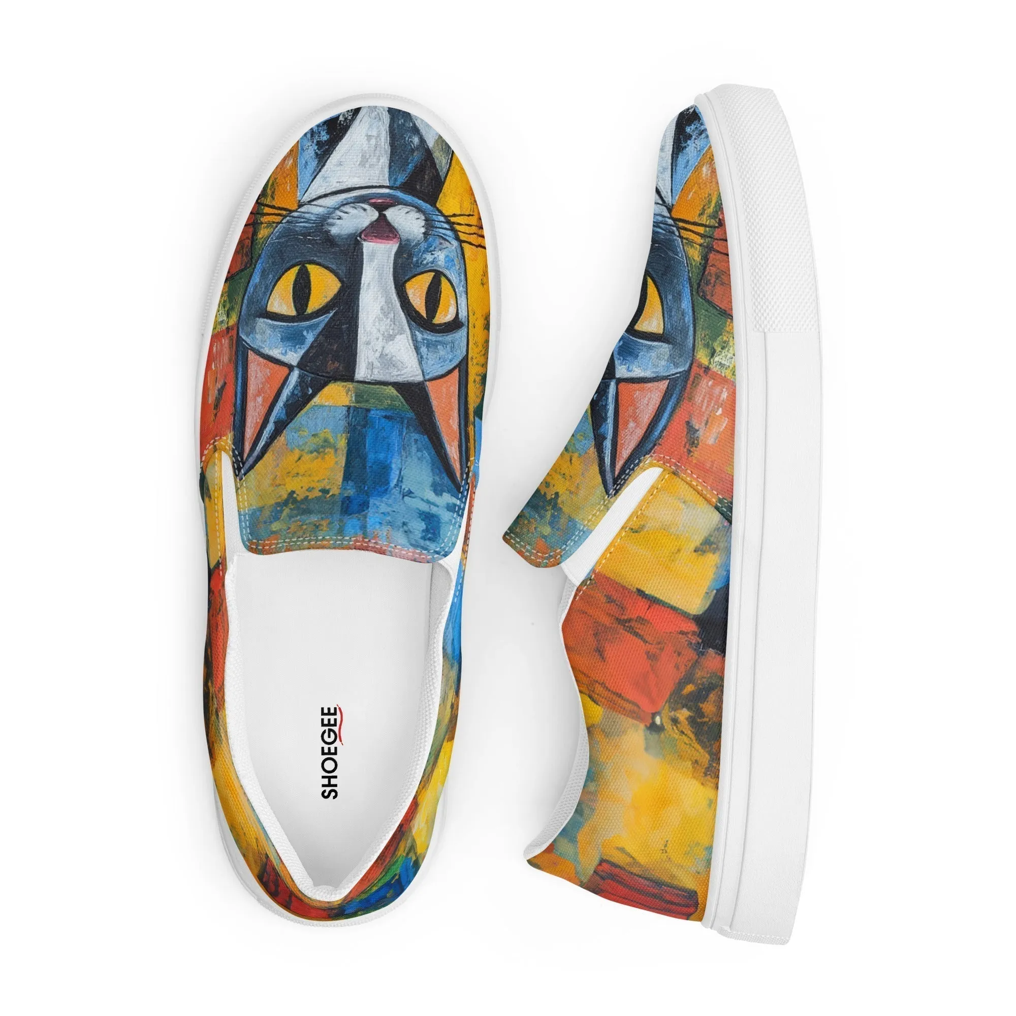 Women’s Canvas Slip-On Shoes with Cute Cat Prints