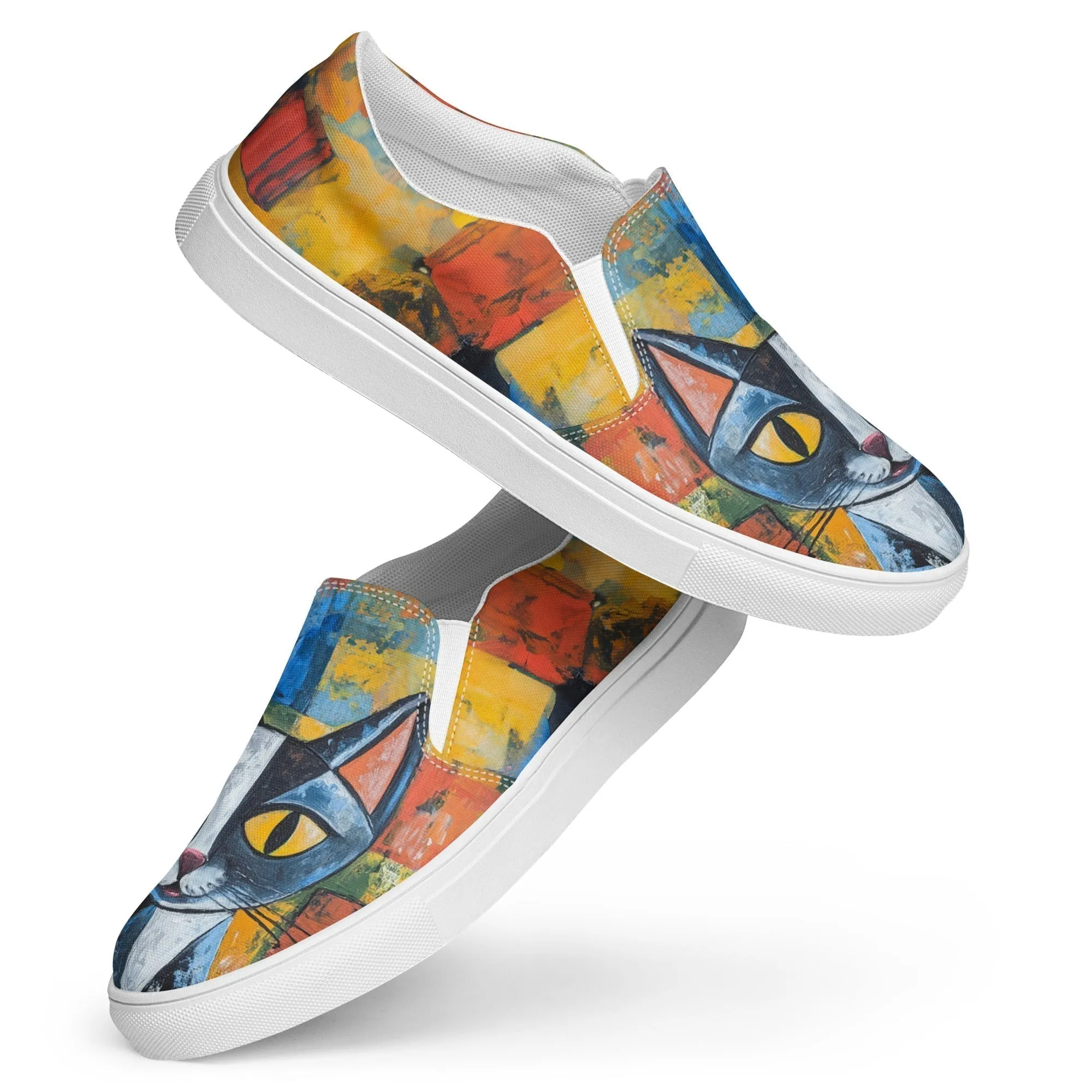 Women’s Canvas Slip-On Shoes with Cute Cat Prints