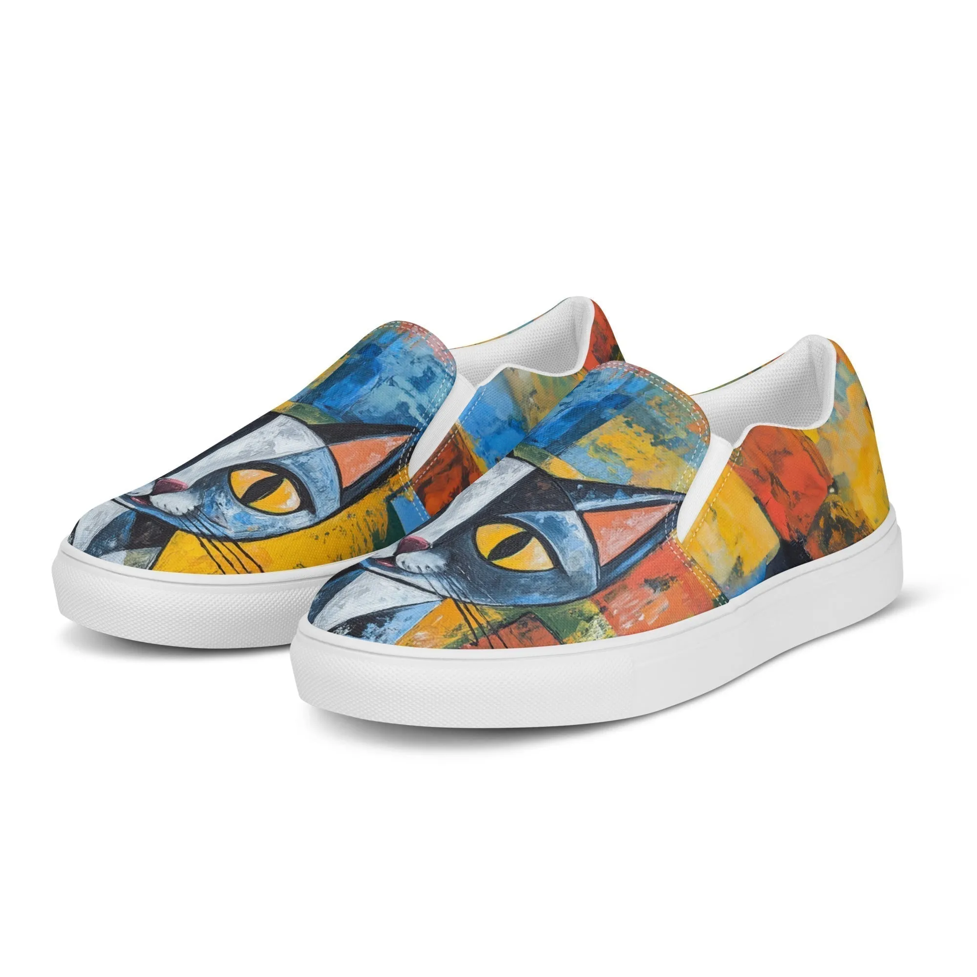 Women’s Canvas Slip-On Shoes with Cute Cat Prints