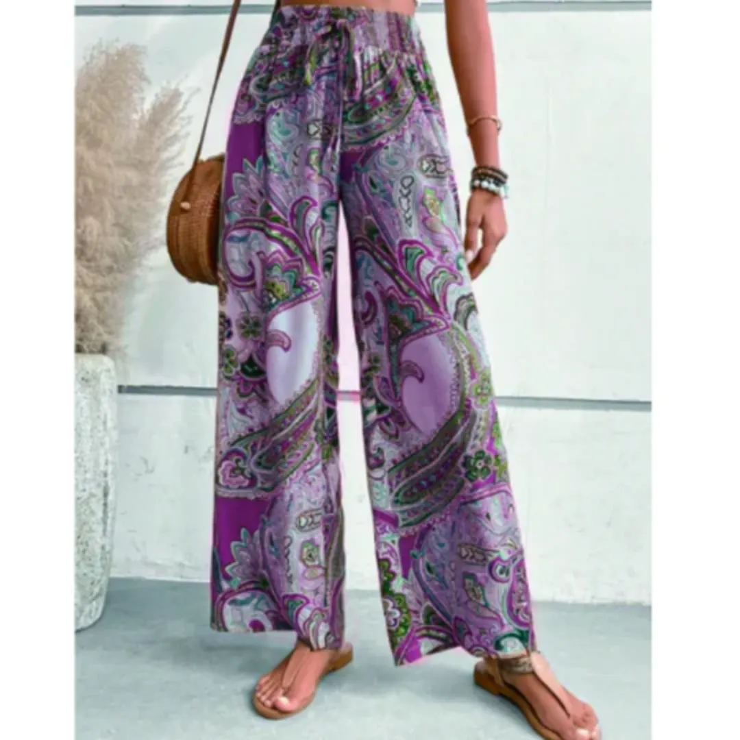 Women's High Waisted Summer Pants | Wide Leg
