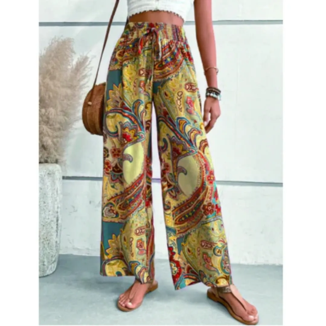 Women's High Waisted Summer Pants | Wide Leg