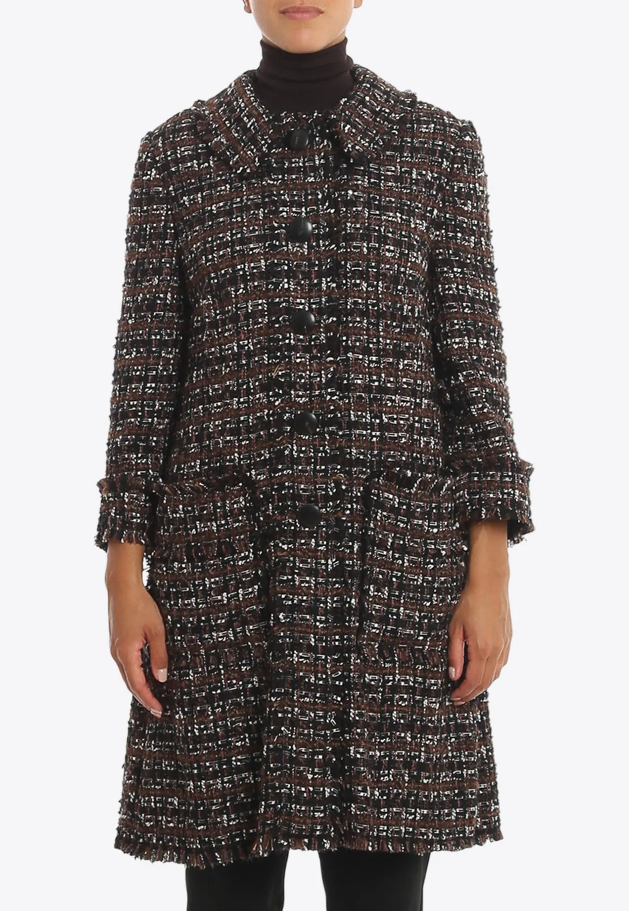 Wool-Blend Tweed Coat