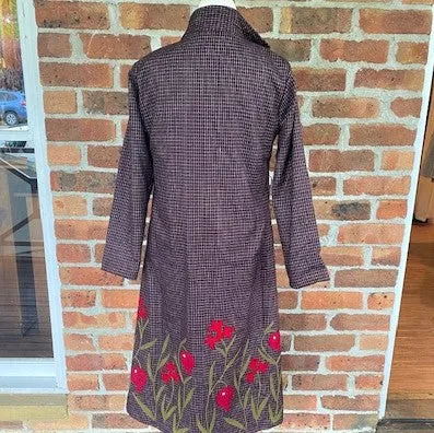 Wool Check Hand-Embroidered Jacket - Chestnut