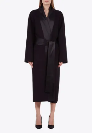 Wool Robe Coat with Satin Lapels