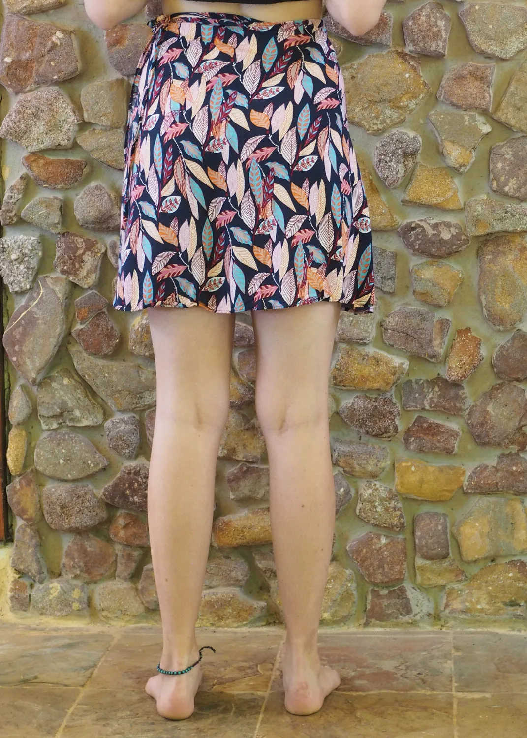 Wrap-Around Mini Skirt - Autumn Leaves