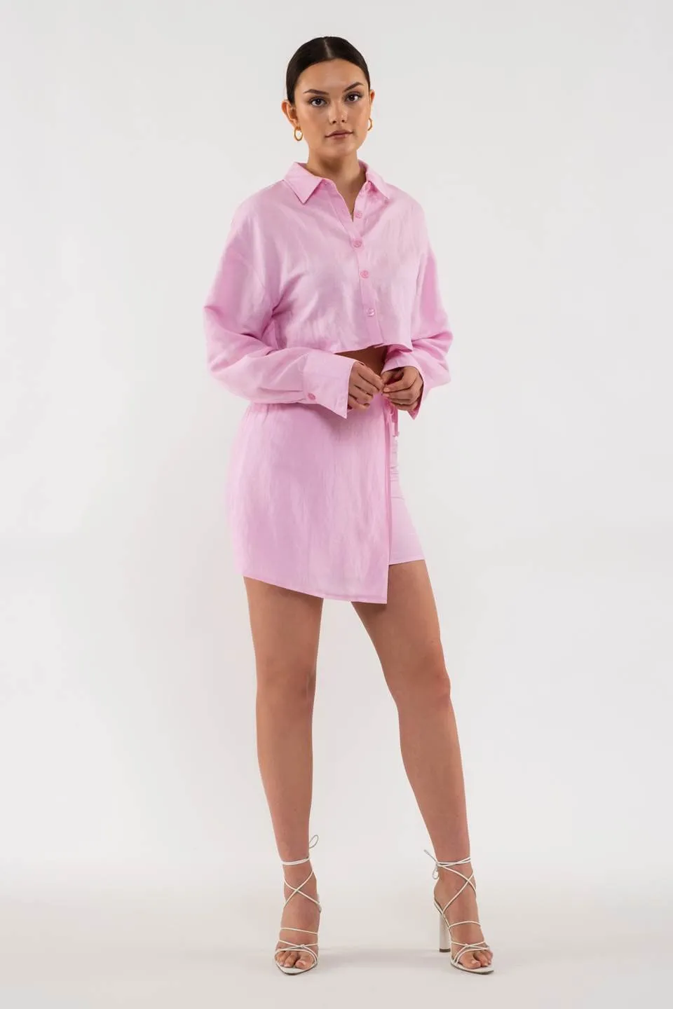 WRAP LINEN MINI SKIRT