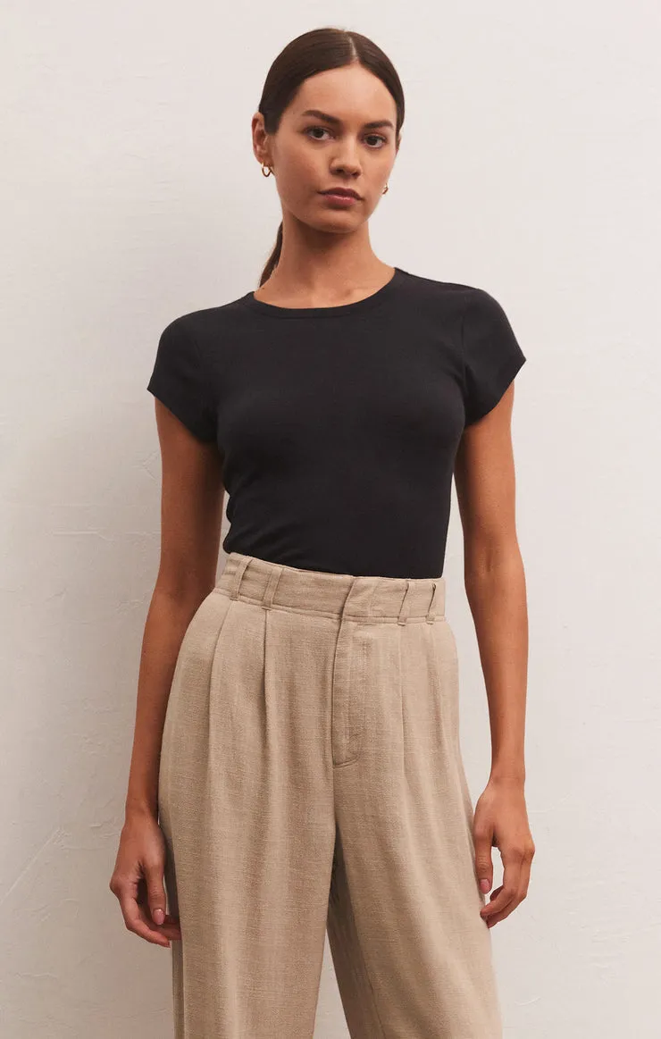 Z Supply 90'S Baby Tee, Black/Sandstone/Birch