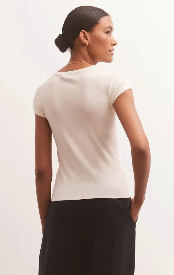 Z Supply 90'S Baby Tee, Black/Sandstone/Birch