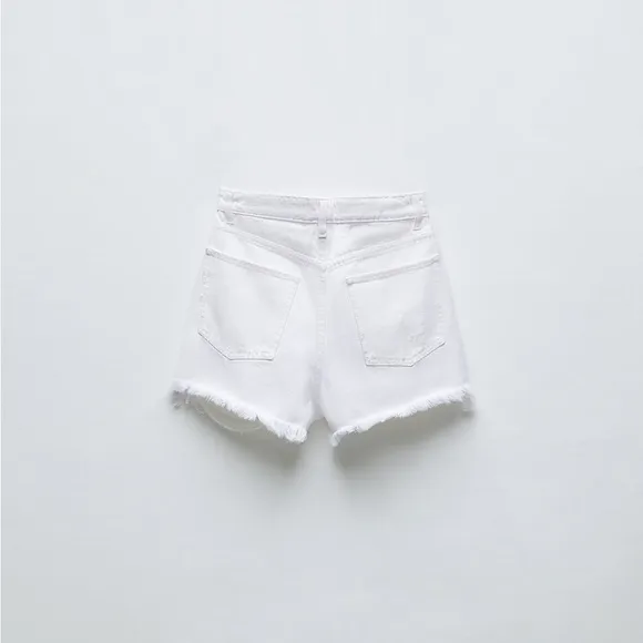 Zara nat white ripped distressed high waisted shorts pants