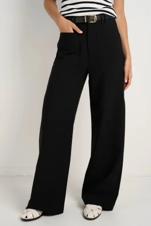 Zoey Tailored High Rise Wide Leg Pocket Pants - Black